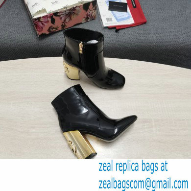 Dolce  &  Gabbana Heel 10.5cm Leather Ankle Boots Patent Black with DG Karol Heel 2021